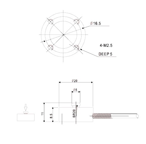 Z2S-LC系列單向壓縮測試推拉力計結(jié)構尺寸圖